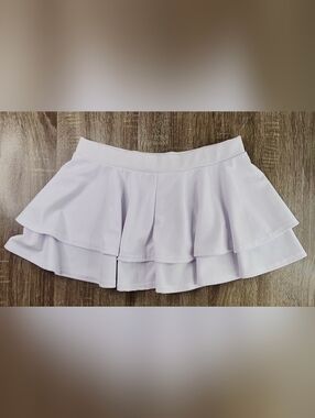 Tiered Ruffle Mini Skirt in White L
